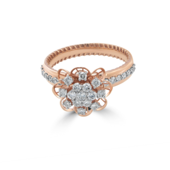 Floral Diamond Whispers 14Kt Rose Gold Ring